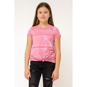 Wonder Nation Girls Tie-Dye T-Shirt Pink & White Size L (10/12) Short Sleeve